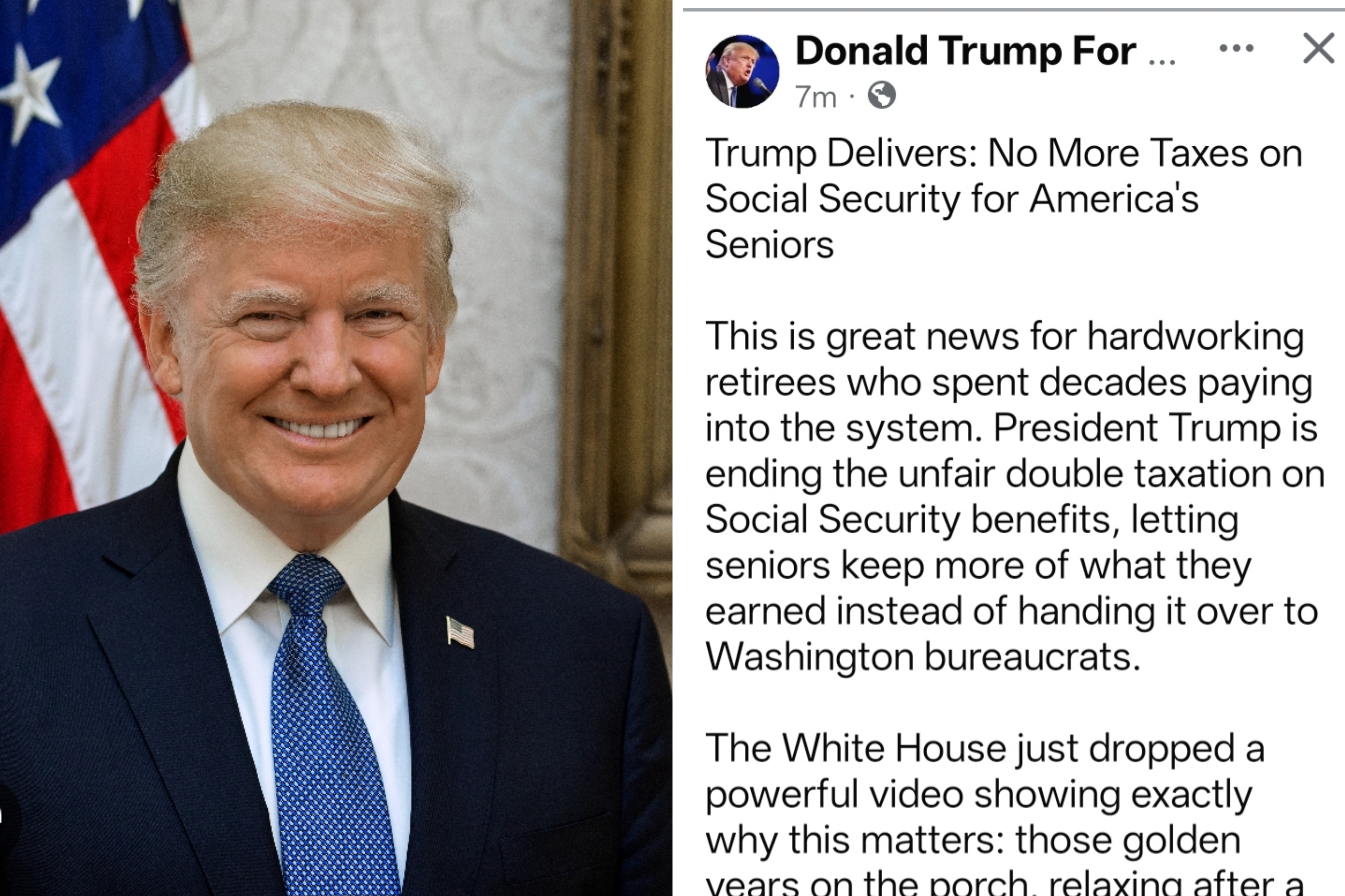 "মার্কিন প্রবীণদের জন্য ট্রাম্পের নতুন ঘোষণা: সোশ্যাল সিকিউরিটির ওপর ট্যাক্স মুক্তি!"