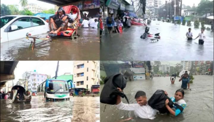 ভারী বৃষ্টিতে চট্টগ্রাম নগরীর বিভিন্ন সড়কে জলাবদ্ধতা, জনদুর্ভোগ চরমে